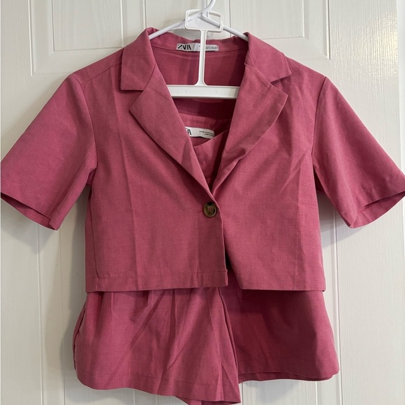 Zara Women's Pink Blazer Jacket With Paired Shorts - Picture 7 of 7